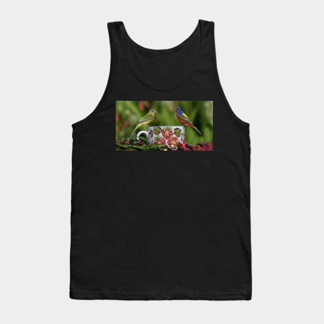 Painted Bunting Birds Tank Top by candiscamera